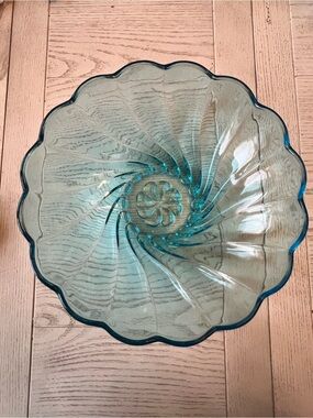 Blue Swirl Glass Decorative Bowl by